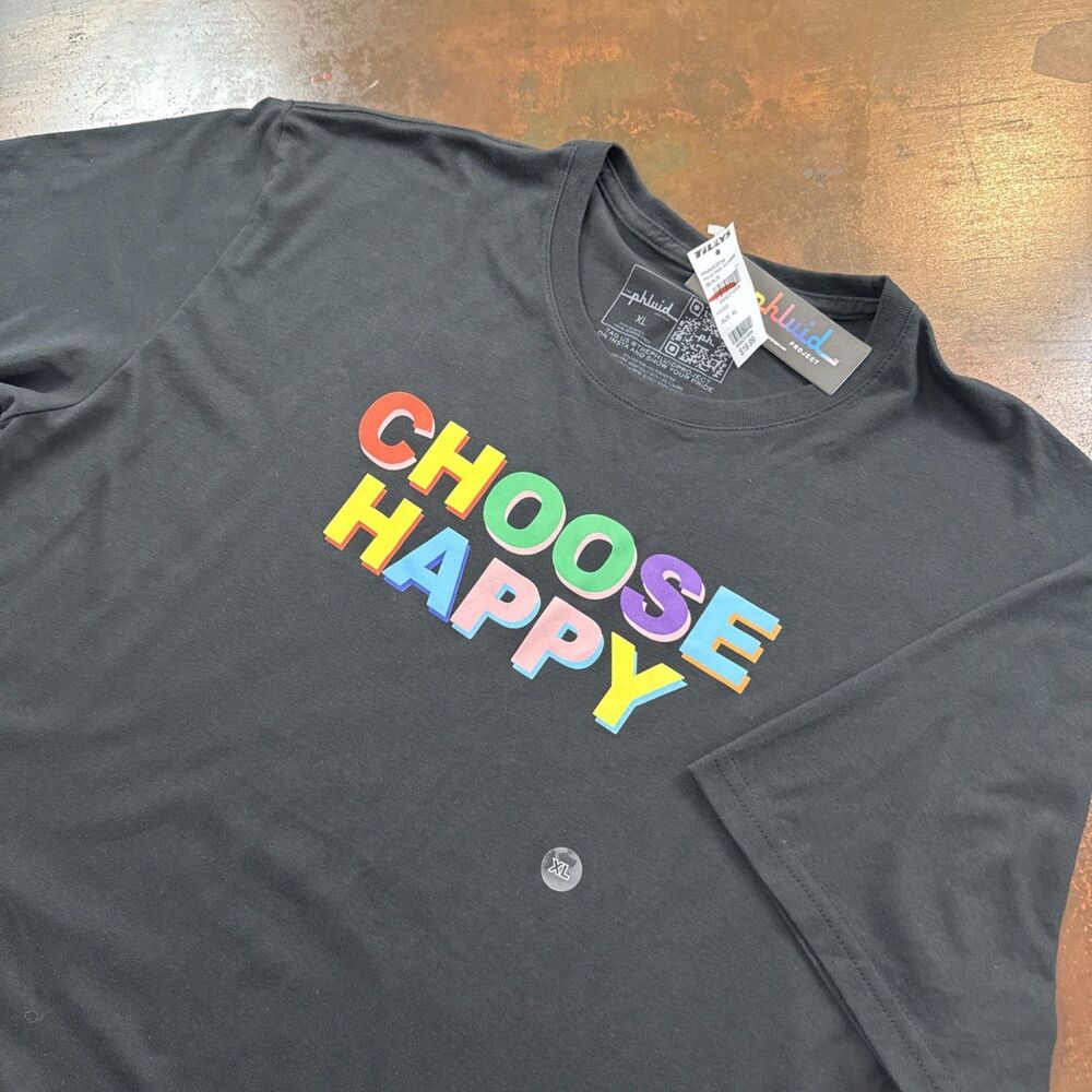 The Phluid Project Choose Happy Pride Graphic T-Shirt XL Rainbow positively fun
